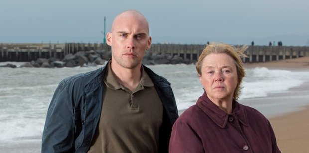Joe Sims as Nigel Carter and Pauline Quirke as Susan Wright in Broadchurch.