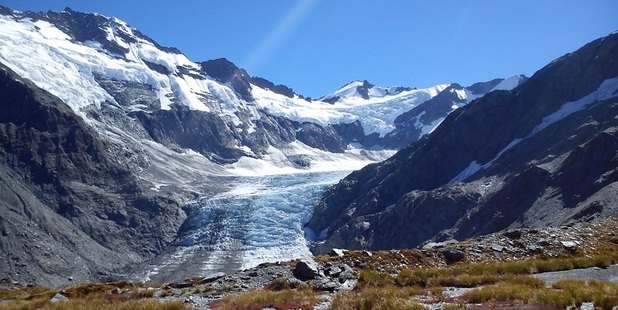 The splendour of the Dart Glacier demands contemplation. Photo / Conor MacHugh