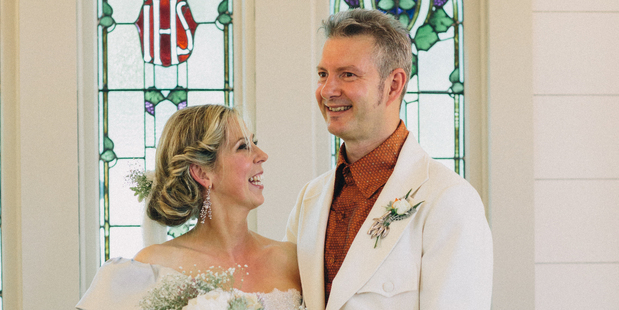 Alan Perrott and Abbie Read on their wedding day. Photo / Catherine Cattanach Photography