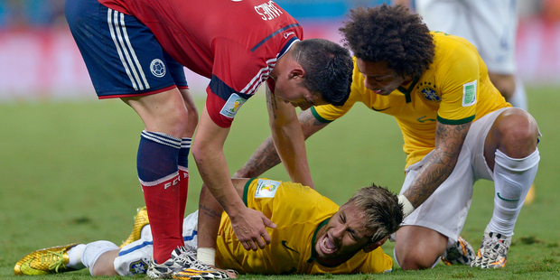 Brazil's Neymar screams. Photo / AP