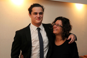 Lucan Battison, 16, and his mother Tania Doidge, before the teenager set off for his school ball yesterday. Photo / Duncan Brown