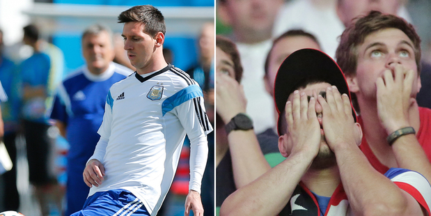 Lionel Messi and Argentina face Switzerland and USA clash with Belgium. Photo / AP