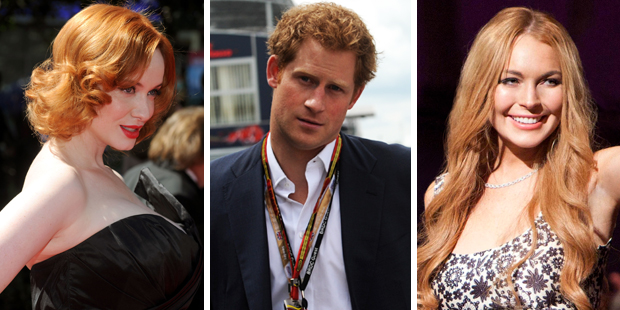 Christina Hendricks, Prince Harry and Lindsay Lohan. Photo / Thinkstock; Supplied; AP