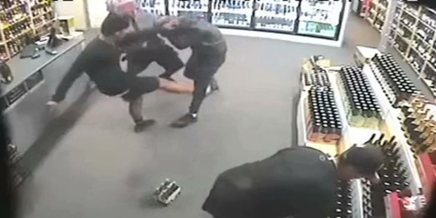 The attack was captured on the store's CCTV camera.