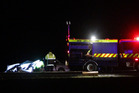Police at the scene of a serious crash on Prebensen Drive, Napier, last night. Police at the scene of a serious crash on Prebensen Drive, Napier, last night.