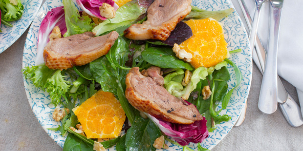 Duck and orange salad. Photo / Michael Craig