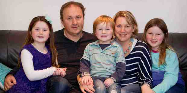 Scott and Michelle Bibby with Isla, 7, (left), Devon, 4, and Eden, 8. When Isla was 2 she suffered severe complications from chickenpox. Photo / Christine Cornege