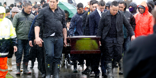 Mourners gather at the funeral of Jordan Kemp at the Atamatea Marae in Northland today. Photo / Chris Gorman