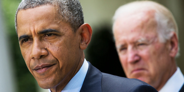 President Barack Obama, accompanied by Vice President Joe Biden. Photo / AP