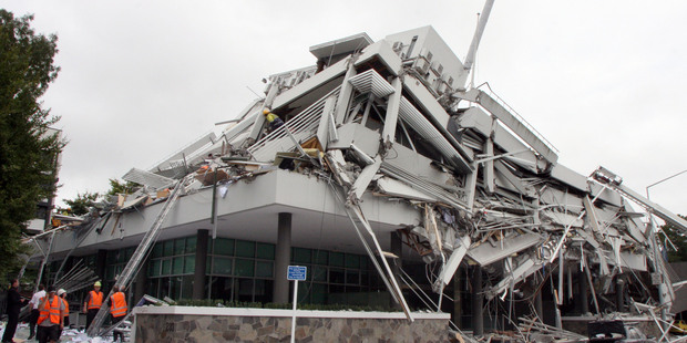 The severely damaged PGC building that was destroyed in the Canterbury quake of 2011.