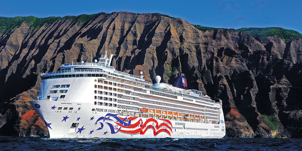 Norwegian Cruise Lines' Pride of America is seen off the coast of Napila, Hawaii.