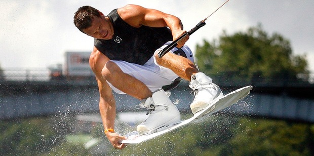 Brad Smeele goes through his paces on the Waikato River in Hamilton. File photo / Sarah Ivey