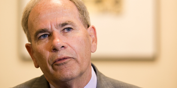 Auckland Mayor Len Brown talks at the Council offices. Photo / Greg Bowker