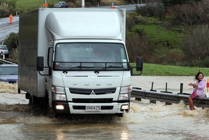 Flooding at the base of Turntable Hill, Moerewa.