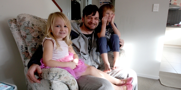 NEW NORMAL: Matt Ruddell with Faith, 3, and Phoenix, 4, who head back to preschool on Monday.PHOTO/RUTH KEBER