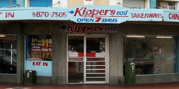 The two unidentified men fled from this Hastings takeaway bar when a labour official entered the store last year. Photo/File