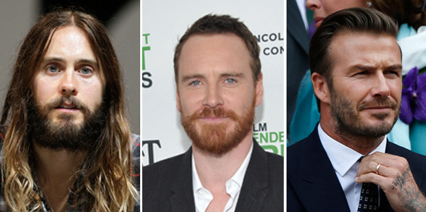 Hairy guys Jared Leto, Michael Fassbender and David Beckham. Pictures / AP Images