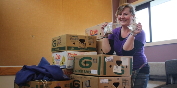 Tauranga Women's Refuge manager Angela Warren-Clark was thrilled on Saturday after a successful garage sale.Photo/Rebecca Savory