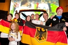 German fans at Shed 2 on Napier's West Quay, moments after their team's 1-0 extra-time win over Argentina in yesterday's World Cup final in Rio de Janeiro. From left: Laura Proske, Angelina Glass, Gina Glass, Kirstin Glass, Jens Glass, Markus Mutscheller, Simon Dittmar, Mark Vierkotten. Photo/Warren Buckland German fans at Shed 2 on Napier's West Quay, moments after their team's 1-0 extra-time win over Argentina in yesterday's World Cup final in Rio de Janeiro. From left: Laura Proske, Angelina Glass, Gina Glass, Kirstin Glass, Jens Glass, Markus Mutscheller, Simon Dittmar, Mark Vierkotten. Photo/Warren Buckland