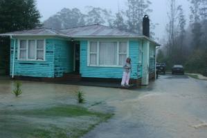 Flood water has subsided in Moerewa and now the clean-up will begin. This photo was taken during the height of the flooding.