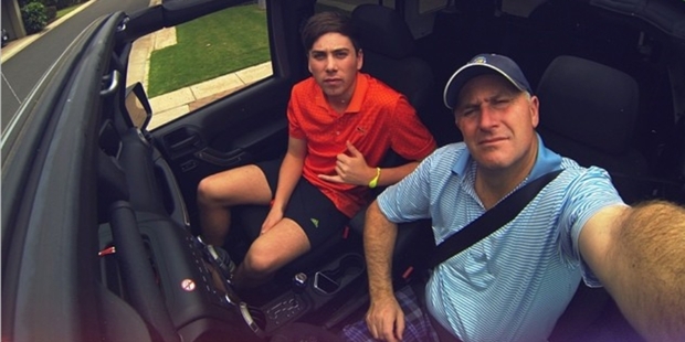Prime Minister John Key with his son Max on holiday.
