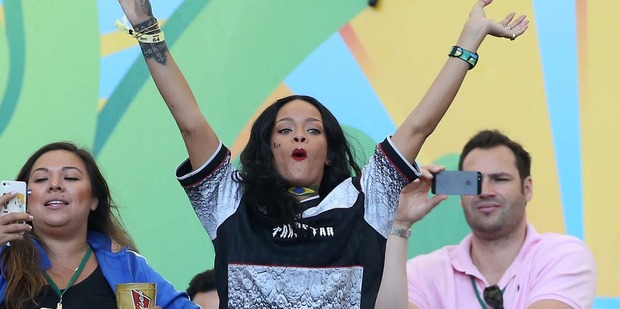 Rihanna at the World Cup final between Germany and Argentina. Photo / Getty Images