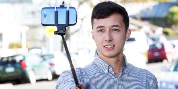 The selfie stick being sold by Josh Maunsell could have improved Ellen's Oscars selfie. Photo / Doug Sherring