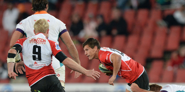 Marnitz Boshoff of the Lions gets tackled during the Super Rugby match between the Lions and the Cheetahs at Ellis Park in Johannesburg. Photo / Getty Images