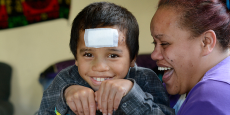Corine Te Whata said she prepared herself for the worst when she found her son Rawiri Te Whata, 7, lying in a pool of blood outside her home after being hit by a car nine days ago. Photo/George Novak