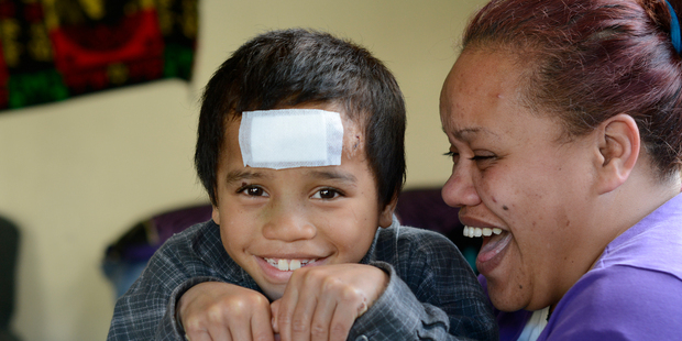 Corine Te Whata said she prepared herself for the worst when she found her son Rawiri Te Whata, 7, lying in a pool of blood outside her home after being hit by a car nine days ago. Photo/George Novak