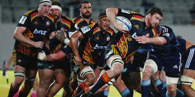 Liam Squire of the Chiefs charges forward during the round 19 Super Rugby match. Photo / Getty Images