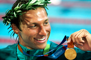 FILE - In this Aug. 16, 2004 file photo, Ian Thorpe of Australia, smiles with his gold medal after winning the 200-meter freestyle at the Olympic Aquatic Centre at the 2004 Olympic Games. Photo / AP