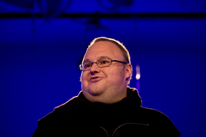 Kim Dotcom, during the official announcement of Laila Harre's leadership of the fledgling Internet Party. Photo / Brett Phibbs