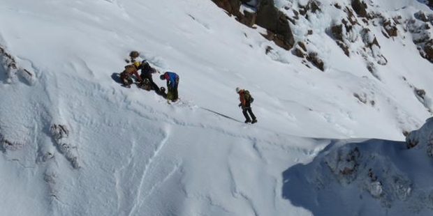 A man is in critical condition in intensive care after he slipped and fell on the Pinnacle Ridge, Whakapapa, in an area known as Grand Gully. Photo / Greenlea Rescue Helicopter