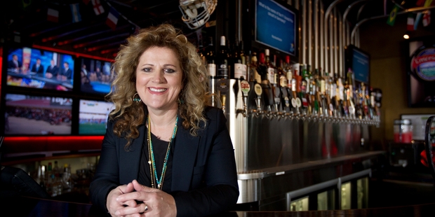 Julie Christie at SkySport Bar and Grill in Auckland's Viaduct. Christie is selling the bar as she moves on to other ventures. Photo / Sarah Ivey