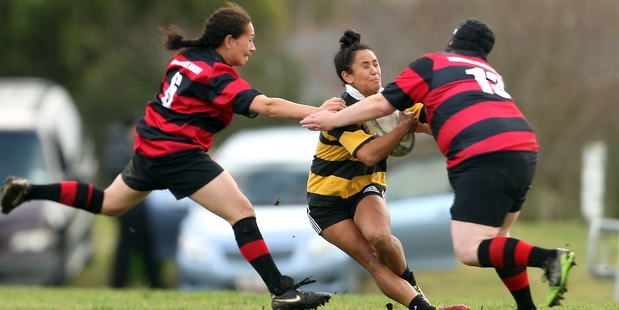 The grand final of the Bay of Plenty women's rugby competition is this Sunday. Pictured is Waikite player Polly Playle (with ball) last weekend. Photo/Stephen Parker