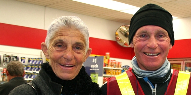 Former Dannevirke man Colin (Wal) Anderson has been named a Fundraiser of the Year finalist in the lower North Island section of the Pride of New Zealand awards. Anderson, an extreme enduro cyclist, raises money for CanTeen and he's pictured here at 5am at a Bulls service station with his sister, Dannevirke's Kay MacKay during his Cape Reinga to Bluff solo ride. Photo/Christine McKay