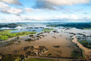 Large parts of Northland's farmland was left underwater due to the storm. Photo / Chris Opperman