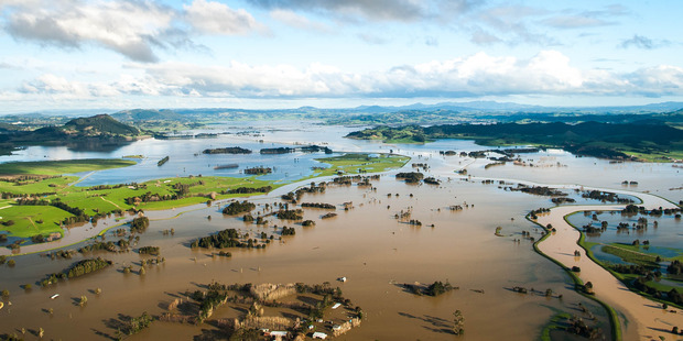 Large parts of Northland's farmland was left underwater due to the storm. Photo / Chris Opperman