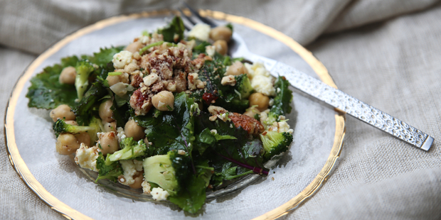 Massaged kale salad with ricotta and garlic. Picture / Eleanor Ozich.