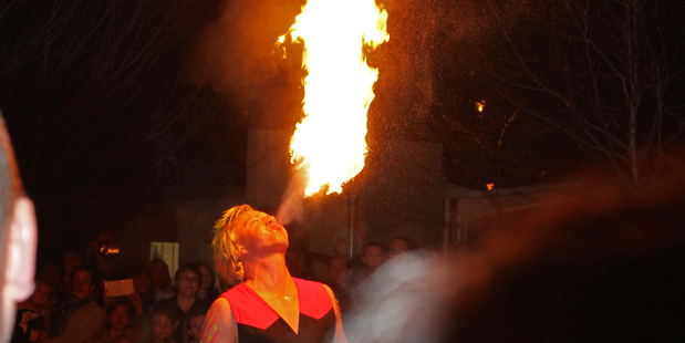 Fire breathers at the IlluminArt 2013 festival.