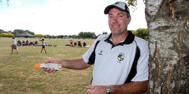 Craig Findlay was selling raffle tickets at Riverbend Cricket Camp matches to raise funds yesterday. Photo/Glenn Taylor