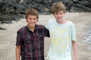 George Gohns (left) and Alex Sharman from Beachlands used skills they learned through Scouts to save the 5-year old boy. Photo / Greg Bowker
