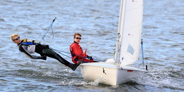 Tauranga sailors Zac Merton, left, and Sam Barnett training on Tauranga Harbour. Photo / File