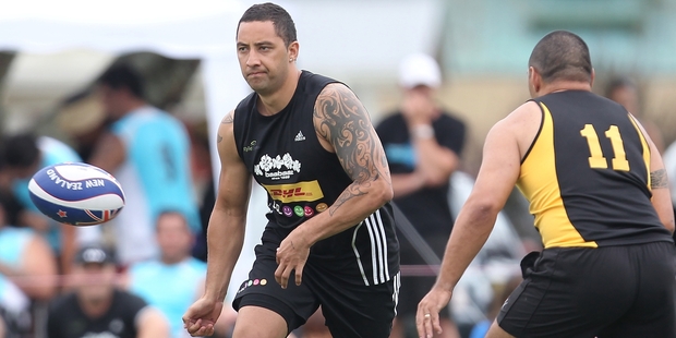 Whakatane's Benji Marshall (left) represented the star-studded Baa Baaz touch team at the annual Whakatane Touch Tournament. Photo/Ben Fraser