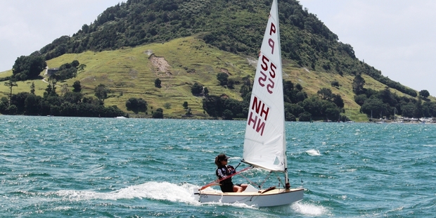 Kate Stewart won the Tauranga Cup in a thrilling finish on Tauranga Harbour on Saturday. Photo/Joanna Maidment