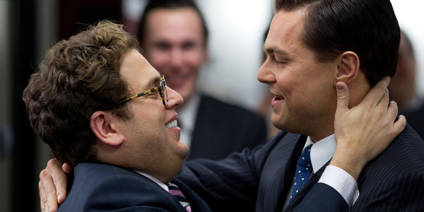 Jonah Hill, left, and Leonardo DiCaprio in a scene from The Wolf of Wall Street.