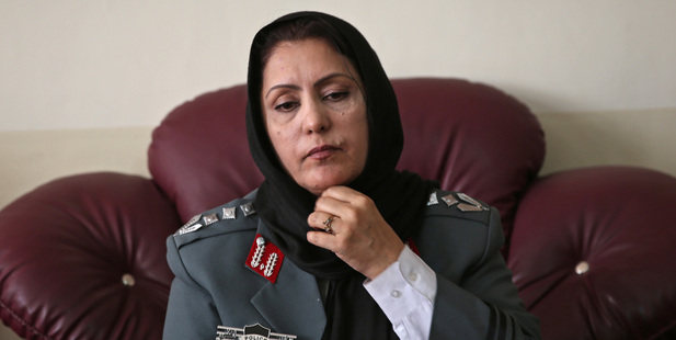 Afghanistan's first-ever female district police chief, Col. Jamila Bayaz. Photo / AP