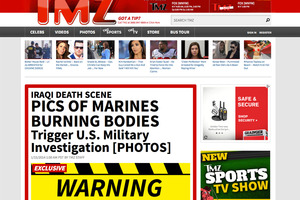 A screenshot of the TMZ website with their story about US military members burning bodies. Photo / AP