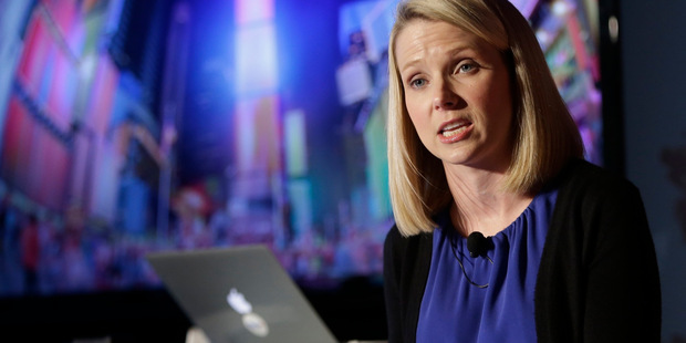 Yahoo CEO Marissa Mayer speaks during a news conference in New York. Photo / AP